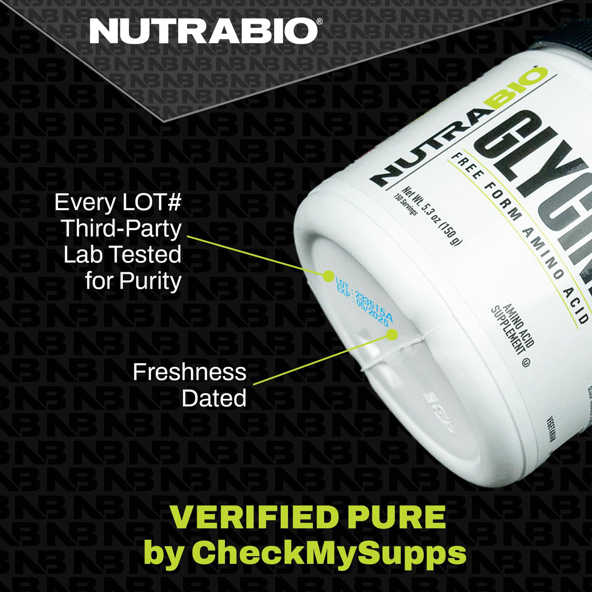 NutraBio L-Lysine Poudre 500g dans un bol
