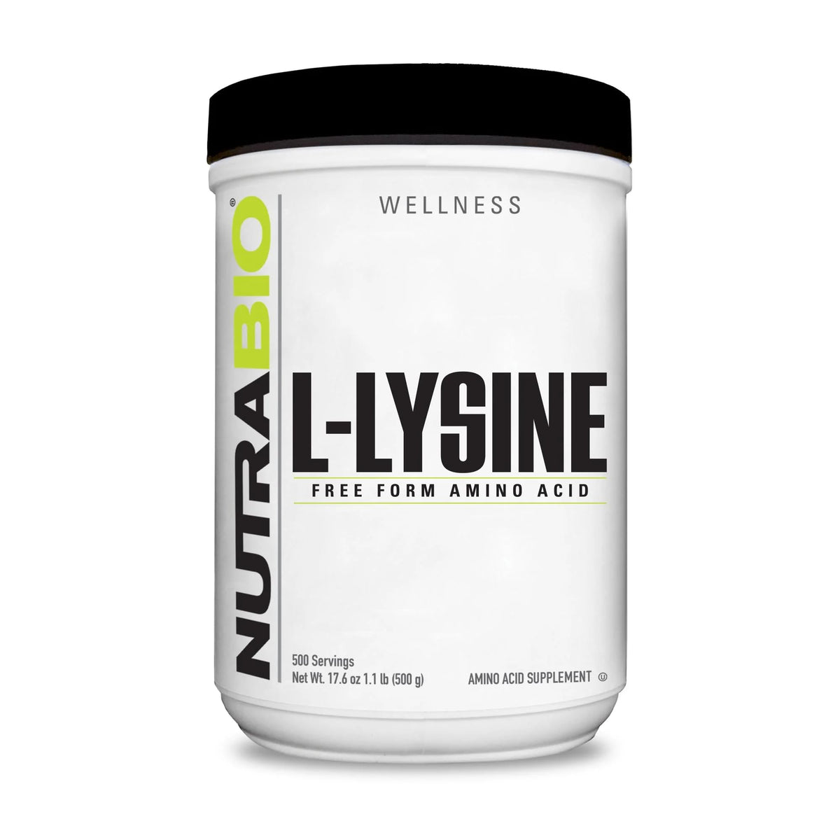 NutraBio L-Lysine Poudre 500g vue de face