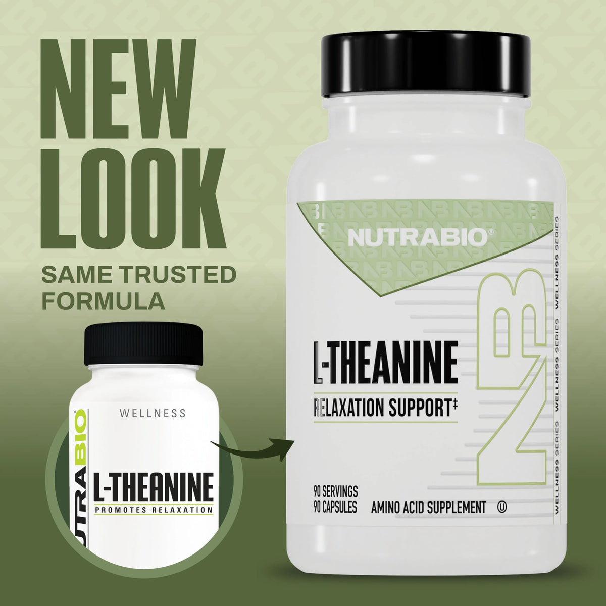 NutraBio L-Théanine 200mg, étiquette du produit
