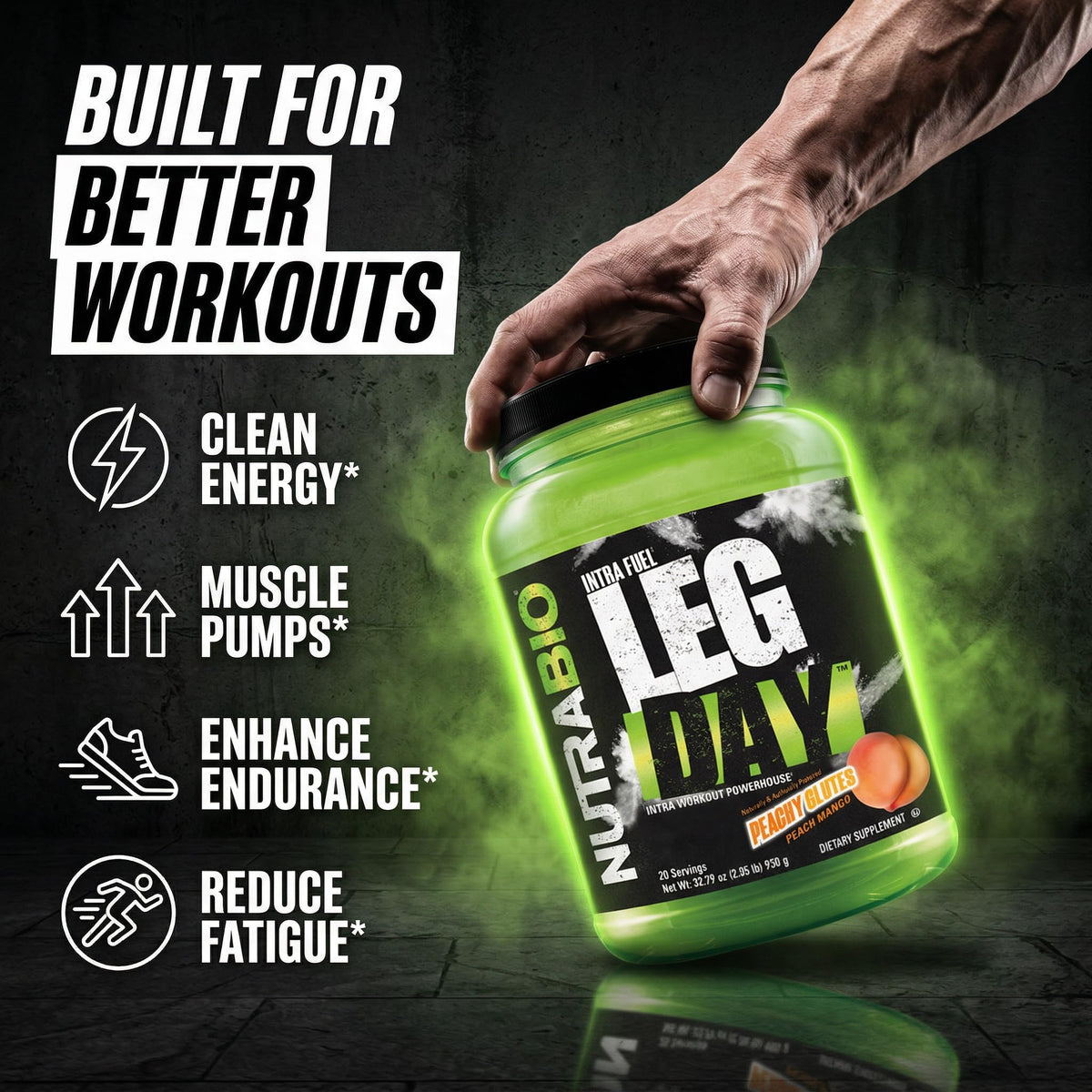 NutraBio LEG DAY Poudre Intra-Entraînement 1111g en préparation
