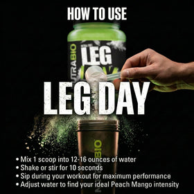 NutraBio LEG DAY Poudre Intra-Entraînement 1111g en utilisation pendant l'entraînement