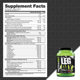 NutraBio Leg Day Poudre Intra-Workout 20 Portions Cerise Lime emballage