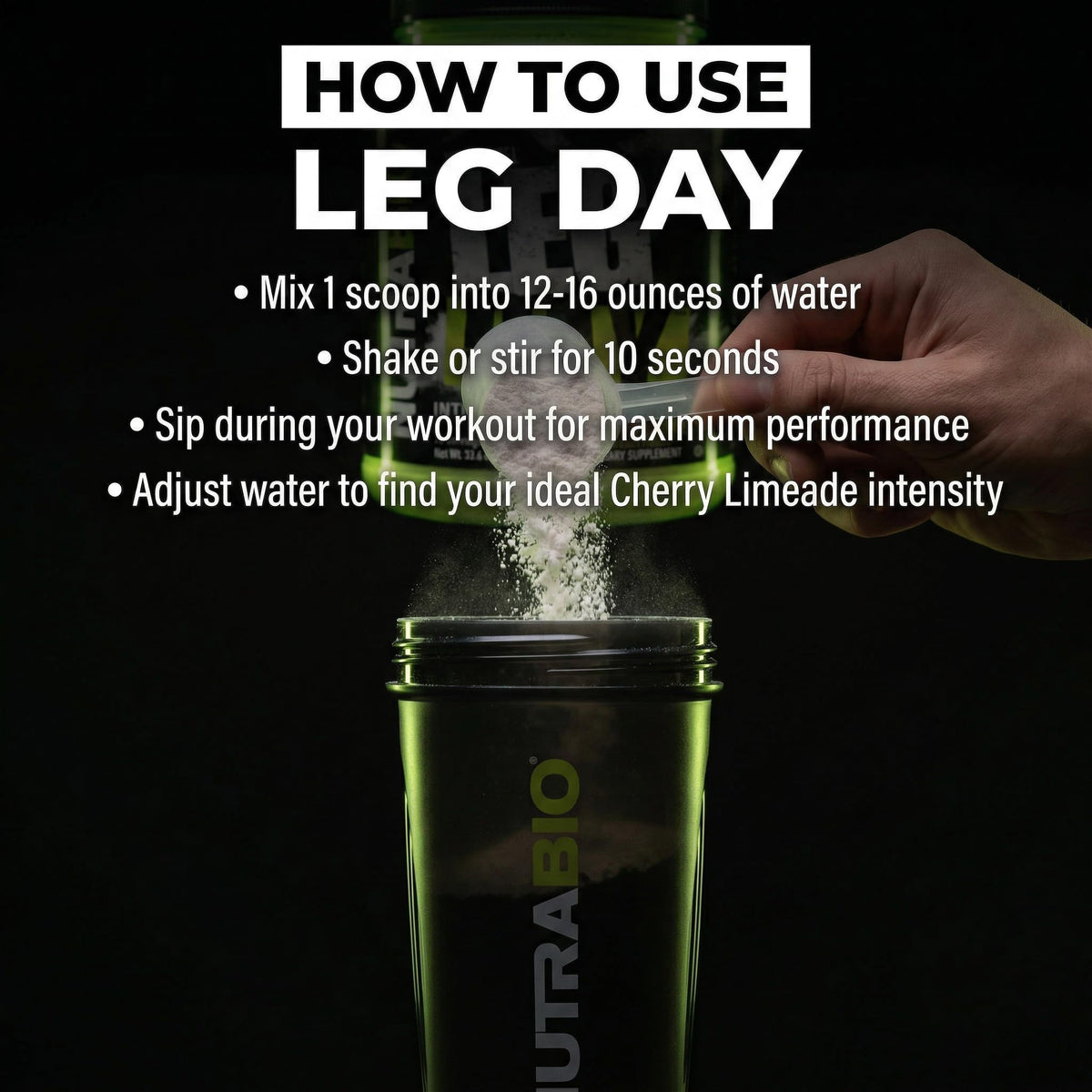 NutraBio Leg Day Poudre Intra-Workout 20 Portions Cerise Lime utilisation