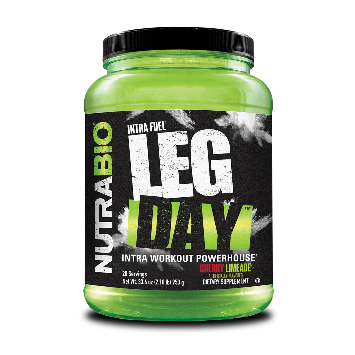 NutraBio Leg Day Poudre Intra-Workout 20 Portions Cerise Lime vue de face