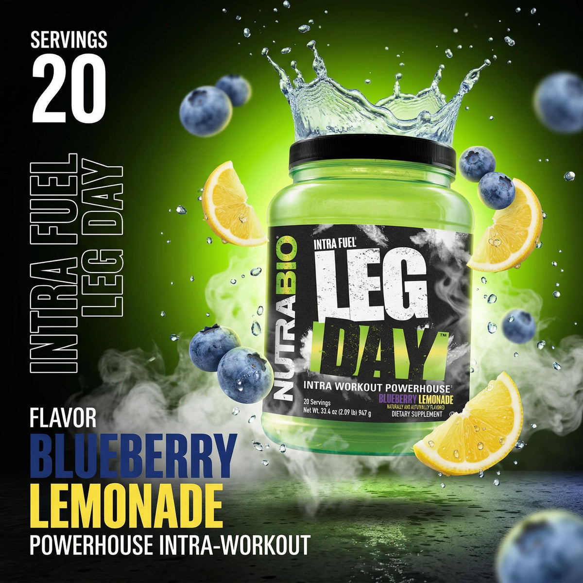 NutraBio Leg Day Poudre Intra-Workout 20 Portions - Poudre dans un verre