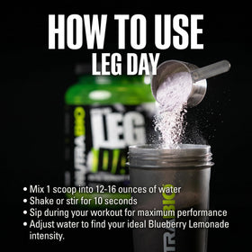 NutraBio Leg Day Poudre Intra-Workout 20 Portions - Vue de l'arrière de l'emballage