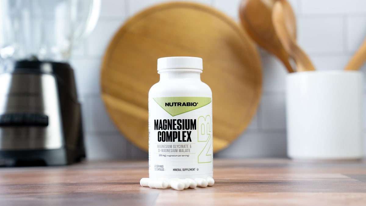 NutraBio Magnésium 120 capsules avec étiquette visible