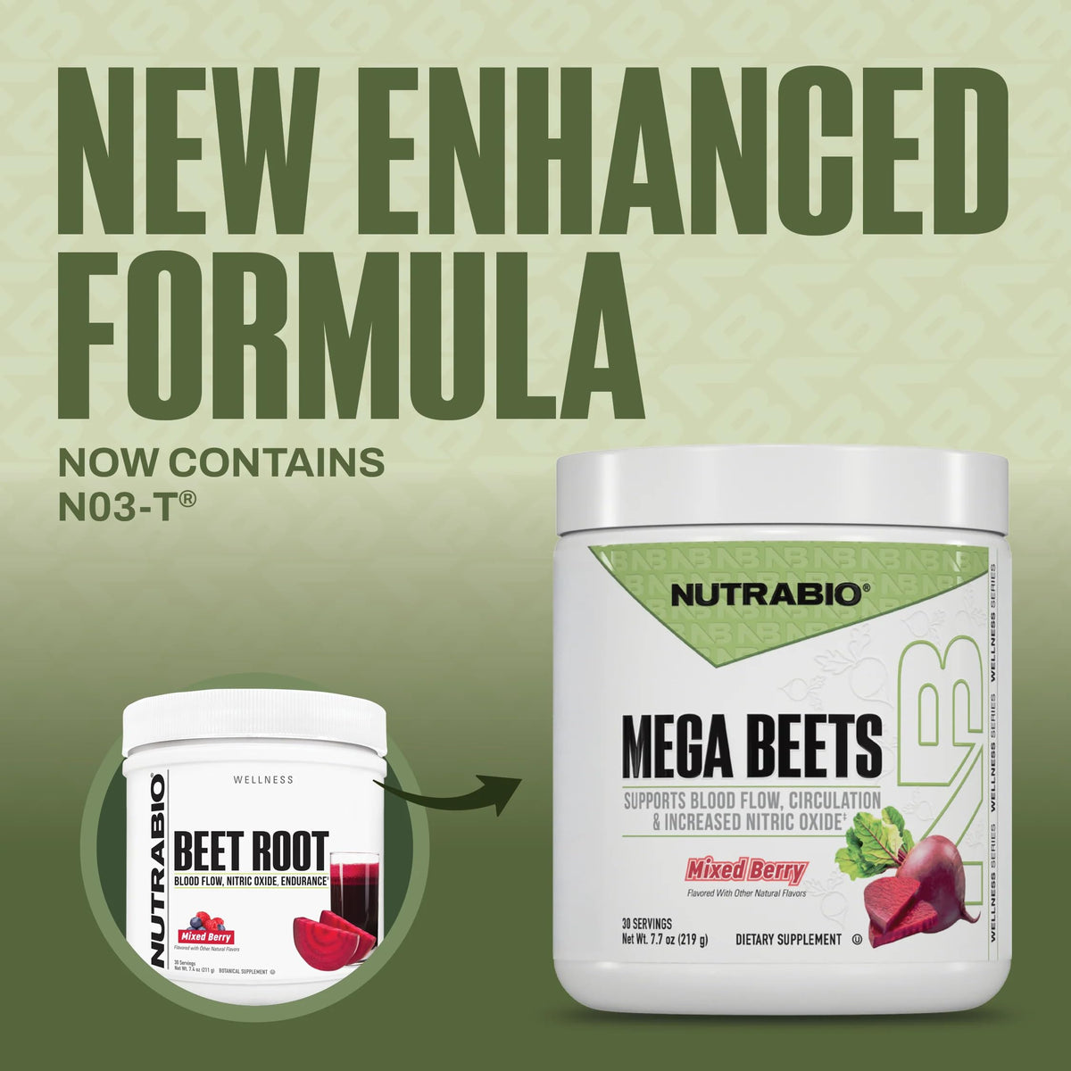 NutraBio Mega Beets Poudre de Racine de Betterave Bio 280g avec cuillère doseuse