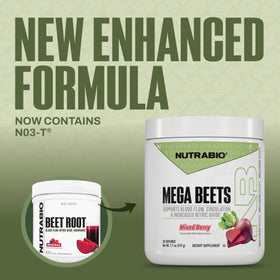 NutraBio Mega Beets Poudre de Racine de Betterave Bio 280g avec cuillère doseuse