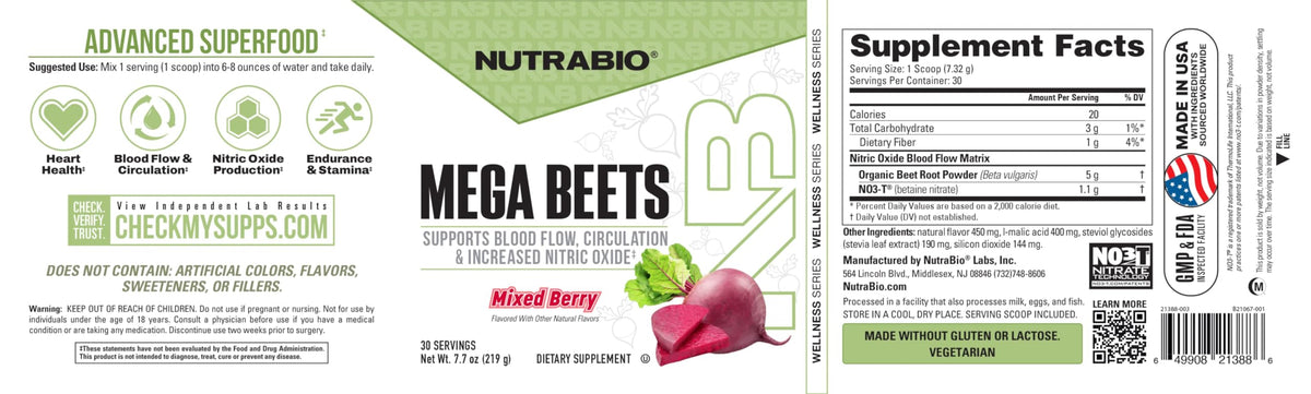 NutraBio Mega Beets Poudre de Racine de Betterave Bio 280g en contexte de vie active
