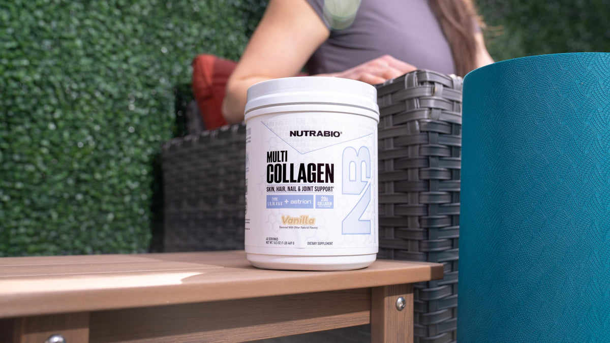 NutraBio Multi Collagène Poudre Vanille 581g en utilisation dans une recette