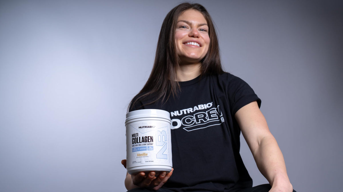 NutraBio Multi Collagène Poudre Vanille 581g étiquette détaillée