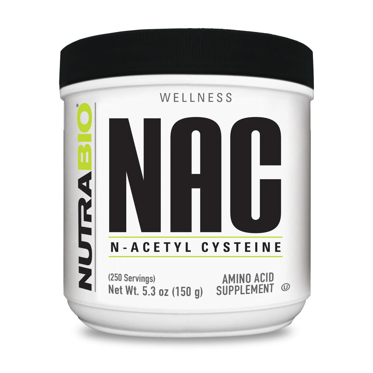 NutraBio N-Acetyl Cysteine 150g Poudre vue de face