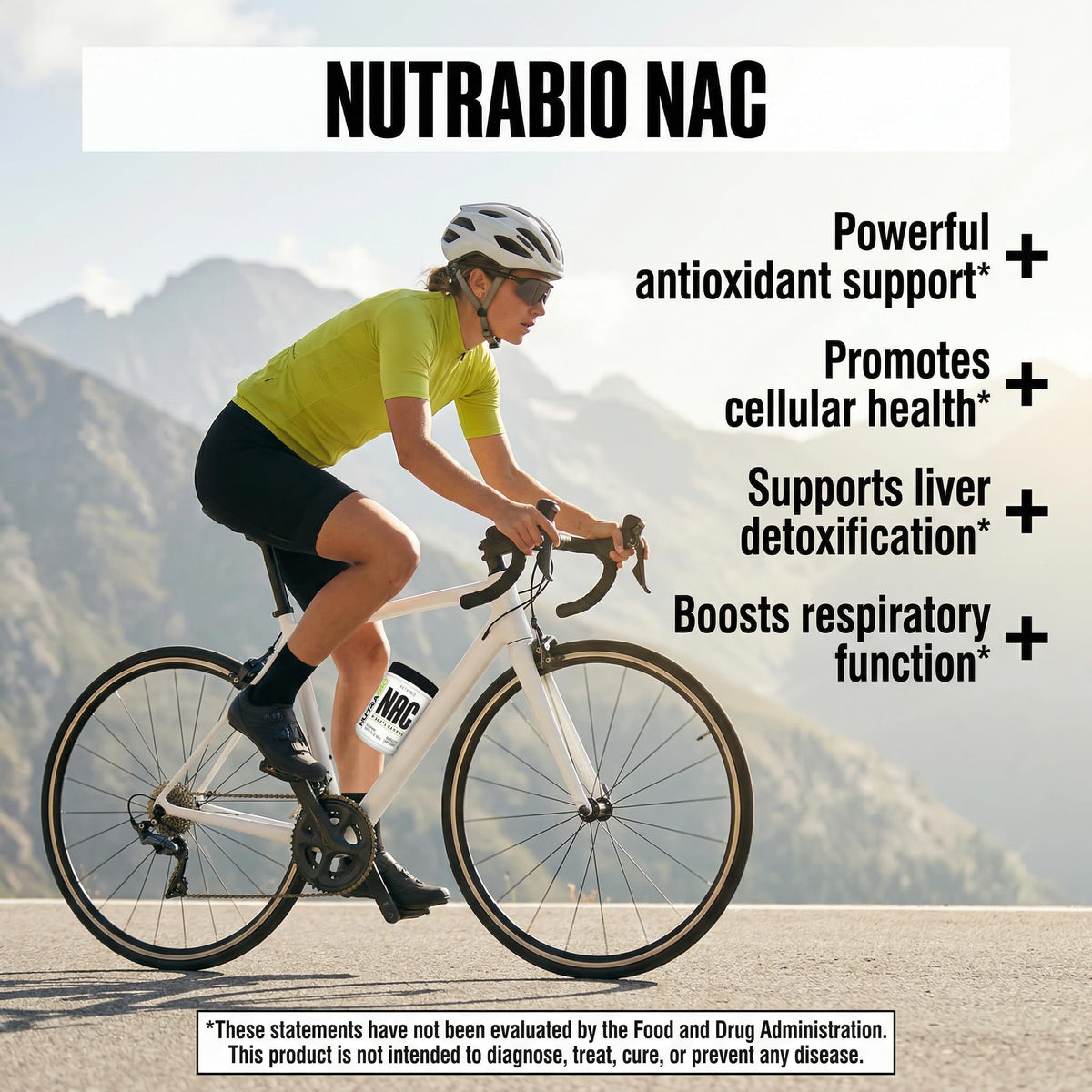 NutraBio N-Acétylcystéine 150g Poudre avec un verre d'eau