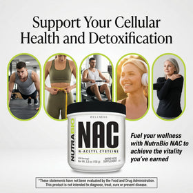 NutraBio N-Acétylcystéine 150g Poudre sur une table