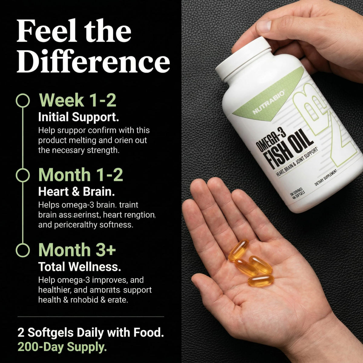 NutraBio Omega 3 - Flacon de 400 Gélules