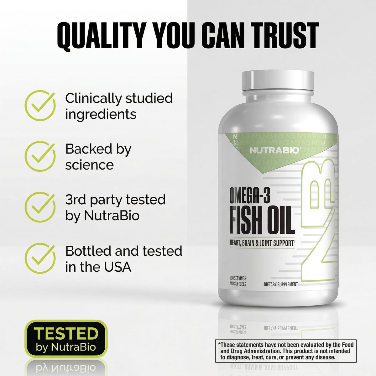NutraBio Omega 3 - Gélules avec un verre d'eau