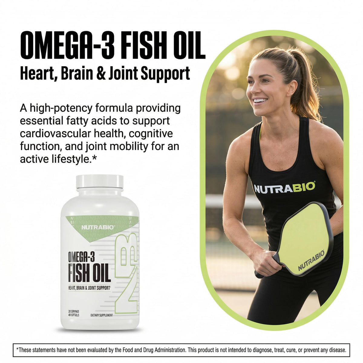 NutraBio Omega 3 - Gélules sur une table