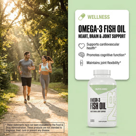 NutraBio Omega 3 Huile de Poisson 2000mg - Gélules sur une surface