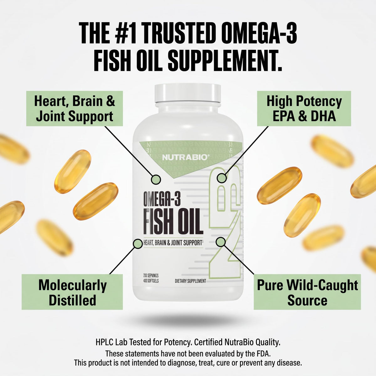 NutraBio Omega 3 Huile de Poisson - Gélules ouvertes
