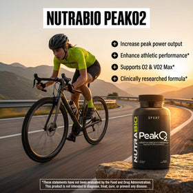NutraBio PeakO2 180 Capsules vue arrière avec informations nutritionnelles