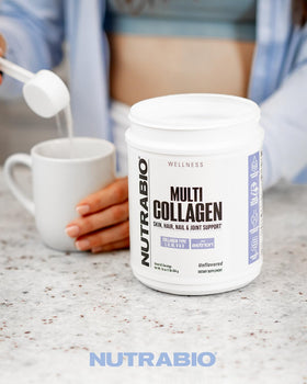 NutraBio Poudre de Collagène Multi, vue de près des peptides de collagène