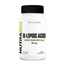 NutraBio R-Acide Lipoïque 200mg vue avant de l'emballage