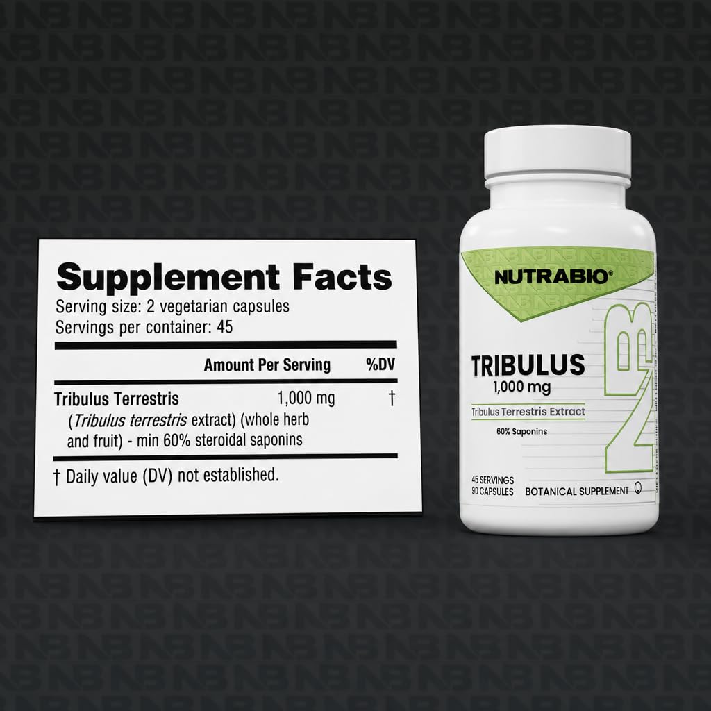 NutraBio Tribulus Terrestris 90 capsules vue arrière