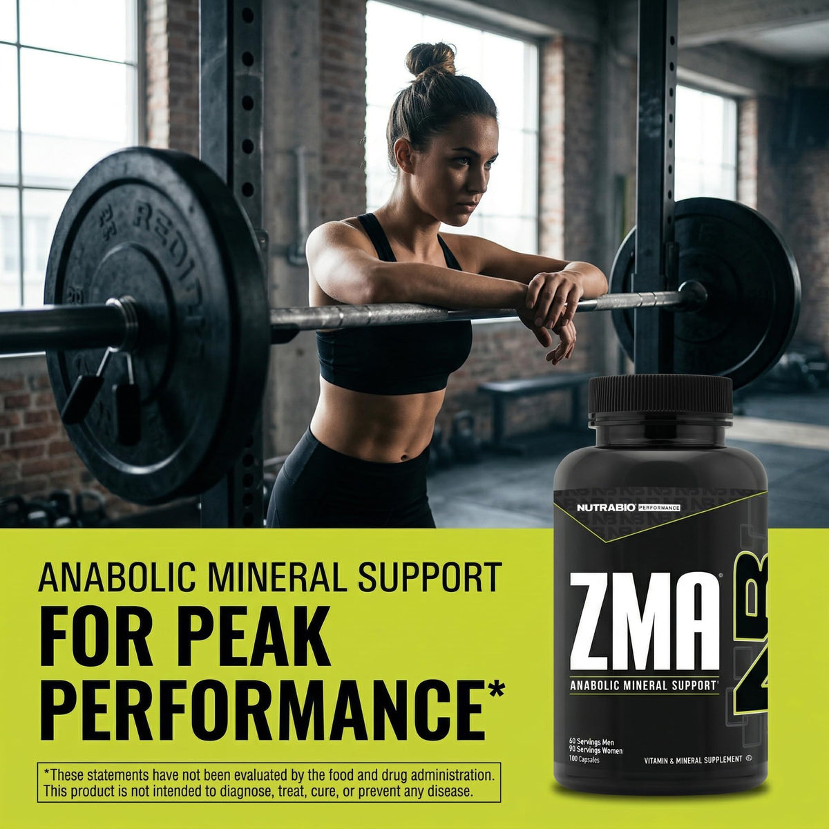 NutraBio ZMA Complément Alimentaire 180 Ct avec une cuillère doseuse