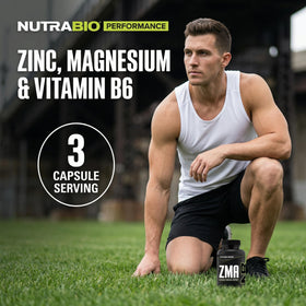 NutraBio ZMA Complément Alimentaire 180 Ct en lifestyle sur une table de sport