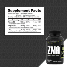 NutraBio ZMA comprimés en bouteille avec bouchon