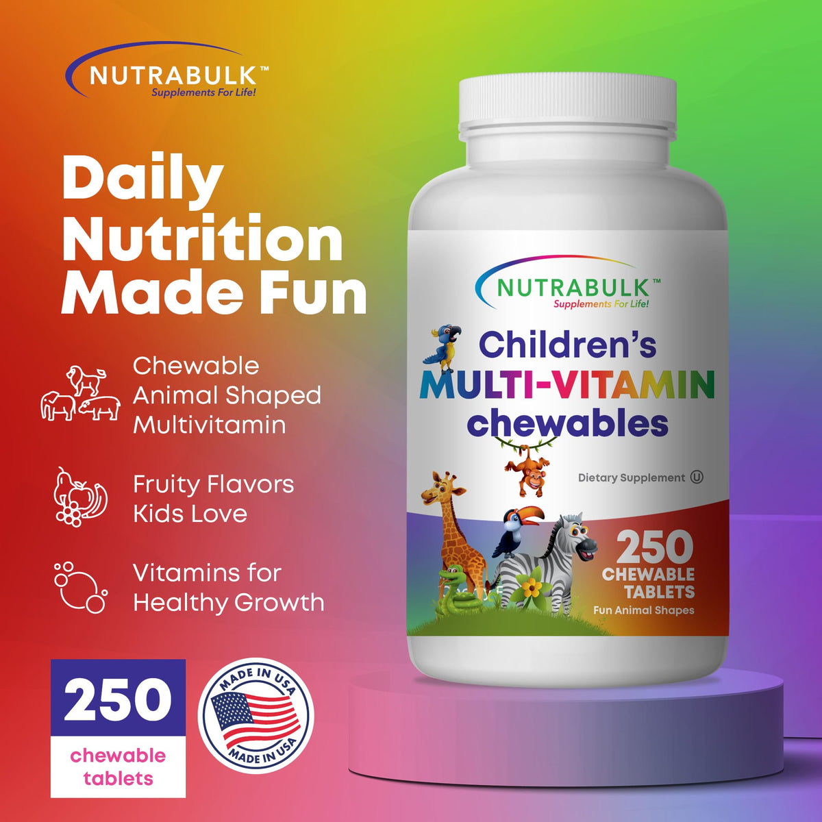 NutraBulk Multivitamines Mastiquer Enfants - forme d'animaux amusants