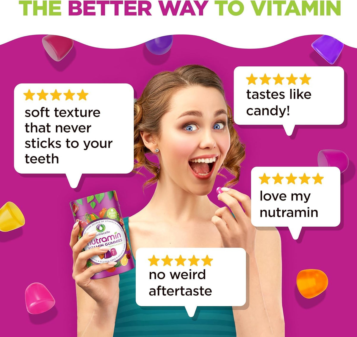 Nutracelle gummies multivitamines dans un bol transparent
