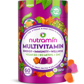 Nutracelle gummies multivitamines végétaliennes sans sucre, vue de face