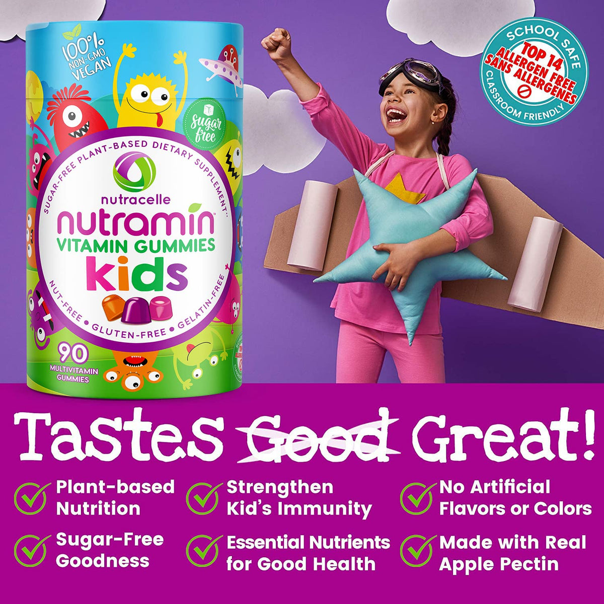 Nutracelle Nutramin Multivitamines Gélifiées SANS SUCRE 90 Gummies - en main d'enfant