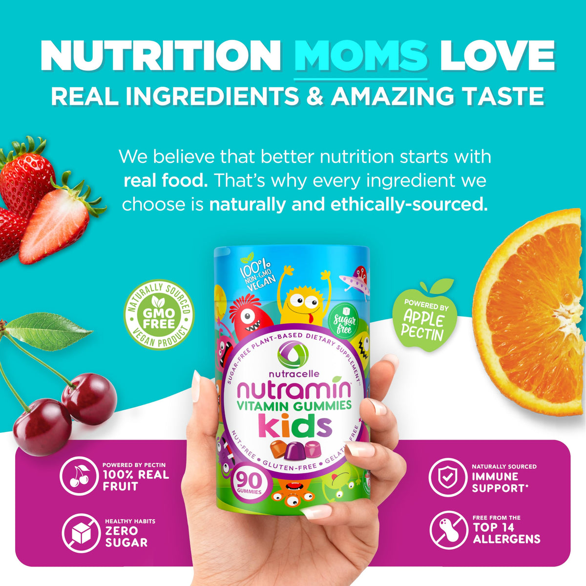 Nutracelle Nutramin Multivitamines Gélifiées SANS SUCRE 90 Gummies - gummies individuelles