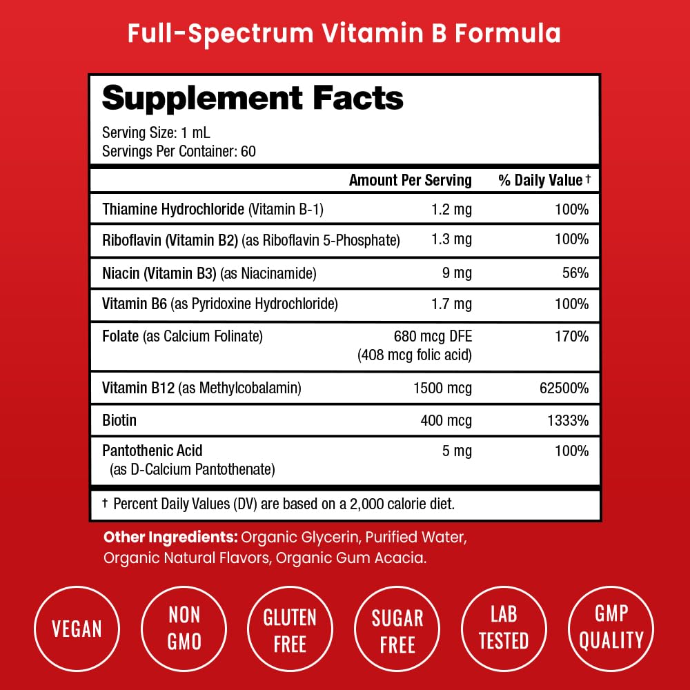 NutraChamps B Complex Liquide 2oz flacon arrière
