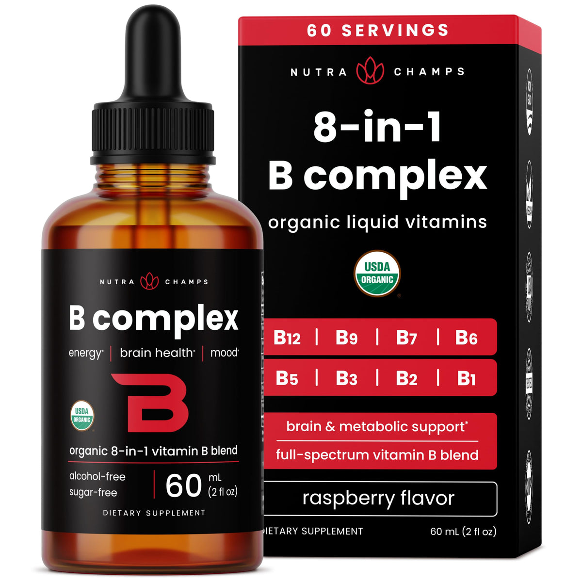 NutraChamps B Complex Liquide 2oz flacon avant