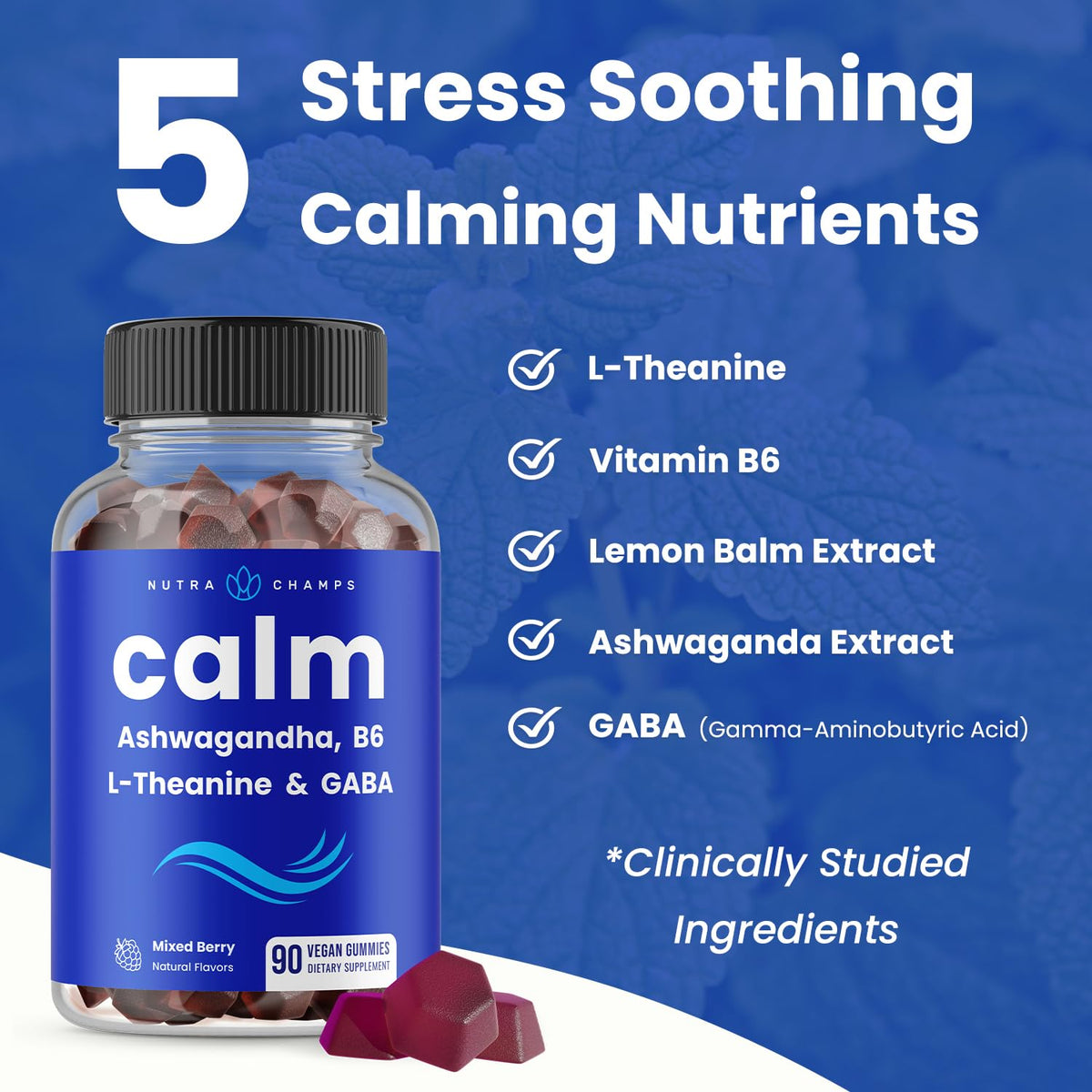 NutraChamps Calm Gummies close-up of a single gummy
