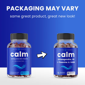 NutraChamps Calm Gummies lifestyle scene with a person holding gummies