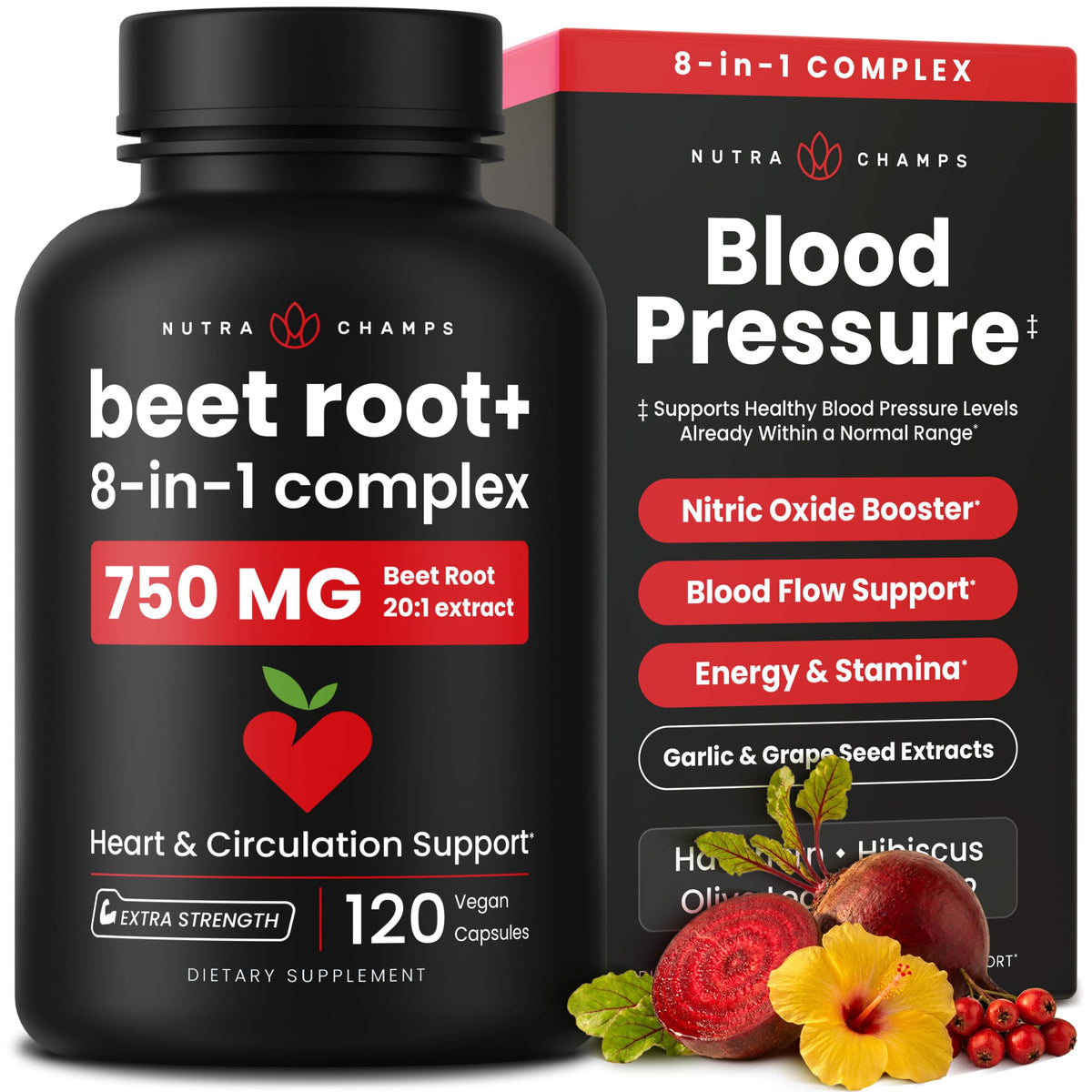 NutraChamps capsules de racine de betterave 8-en-1 vue de face