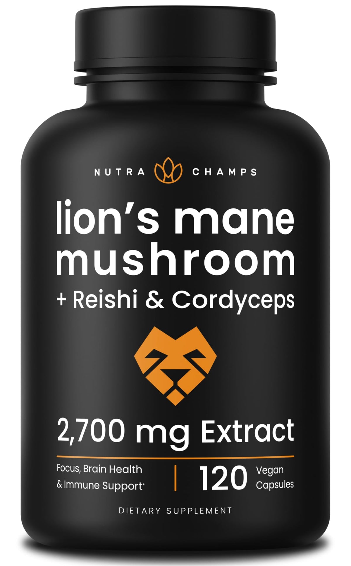 NutraChamps Champignon Lion's Mane 120 capsules, vue de face