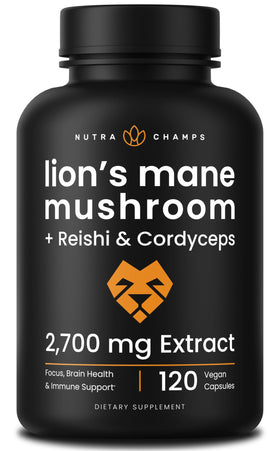 NutraChamps Champignon Lion's Mane 120 capsules, vue de face