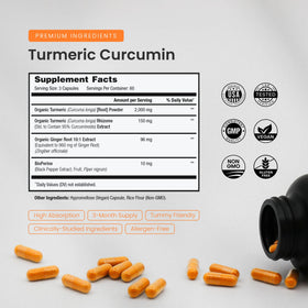 NutraChamps Curcuma sur une table avec d'autres compléments