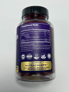 NutraChamps Gélules de Mélatonine 60 Gummies avec le dosage affiché