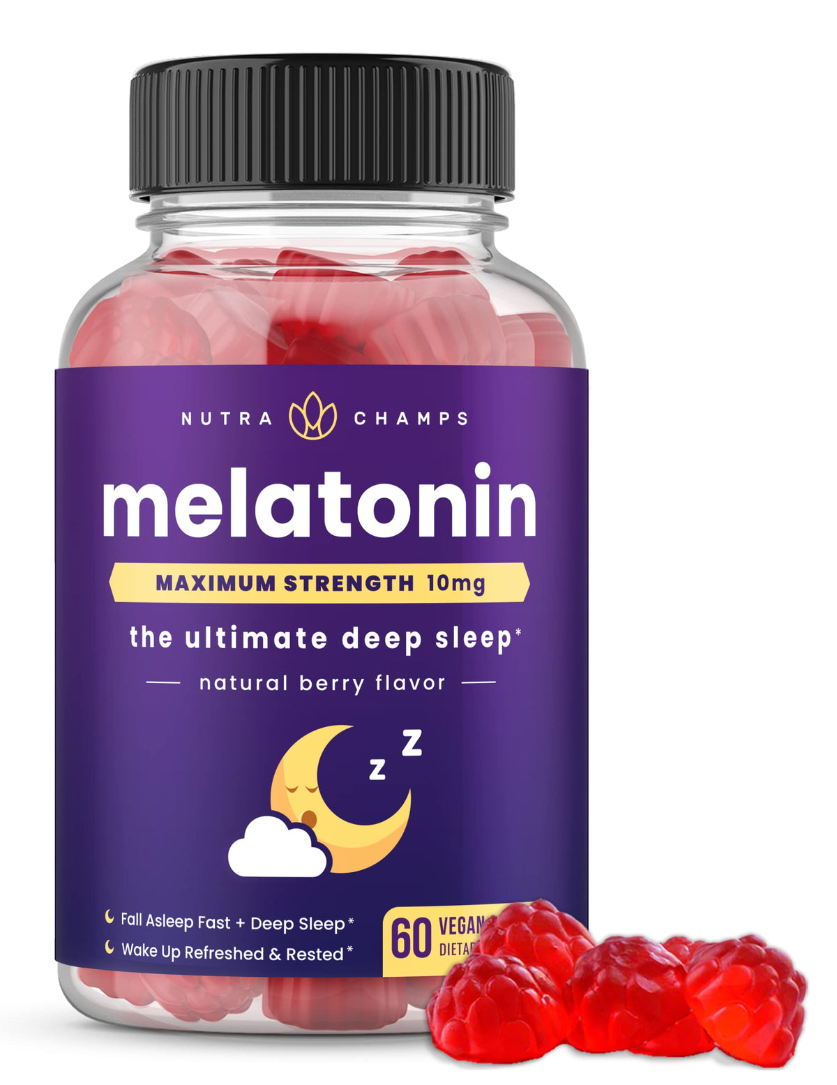 NutraChamps Gélules de Mélatonine 60 Gummies vue de face