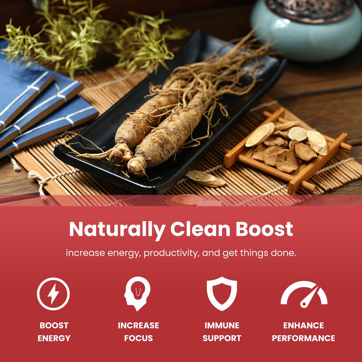 NutraChamps Ginseng Coréen Rouge Capsules avec ingrédients