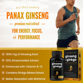 NutraChamps Ginseng Rouge Coréen Capsules - vue de côté