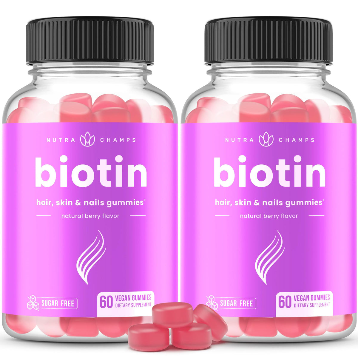 NutraChamps Gummies Biotin 10000 mcg 2-Pack vue de face
