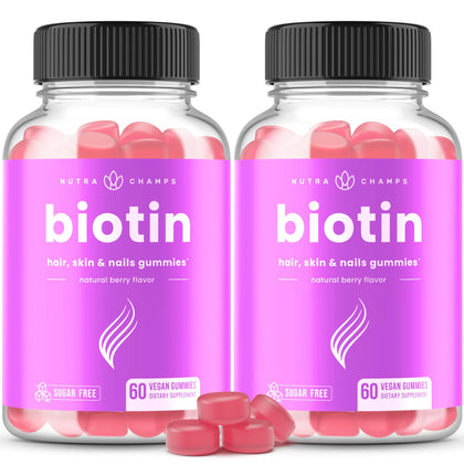 NutraChamps Gummies Biotin 10000 mcg 2-Pack vue de face